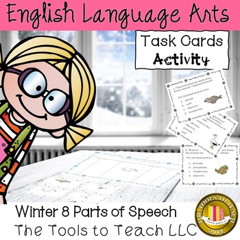 Preview of Winter 8 Parts of Speech Grammar Task Card Activity No Prep