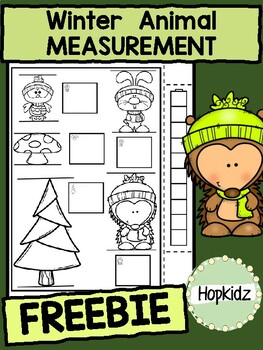 Preview of Winter animal measurement FREEBIE, measuring printable, snow, worksheet
