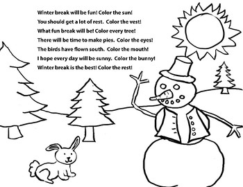 Winter break color and rhyming activity by MsV | TpT