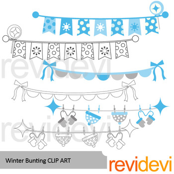 Preview of Winter bunting banners clip art