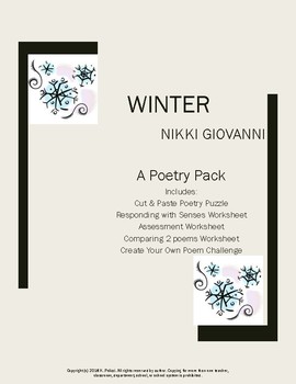 Preview of Winter by Nikki Giovanni-- A Poetry Activity Pack