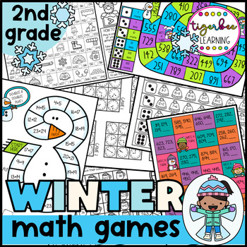 Preview of Winter common core math games 2nd grade no prep printables