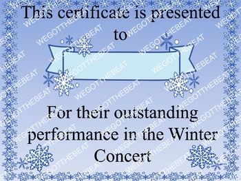 Preview of Winter concert participation reward certificate