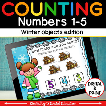 Preview of Winter counting to 5 Google Slides activity | Digital and printable game