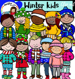 Winter kids clip art set