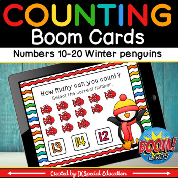 Preview of Winter math Boom cards | Counting to 20 penguin activity