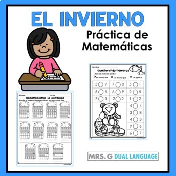 Preview of Math practice in Spanish WINTER Theme / Practica de matematicas para el invierno