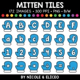 Winter mitten Letter and Number Tiles Clipart