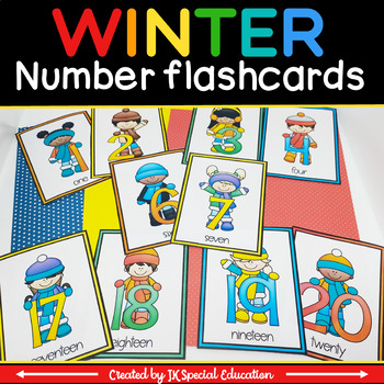 Preview of Winter number activities |  Numbers 0-20 flashcards | kindergarten printable