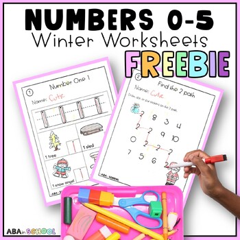 Preview of Winter or Christmas Activity Numbers 1-5 Worksheets for Preschool FREEBIE