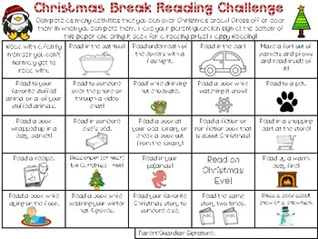 Preview of Winter or Christmas Break Reading Challenge