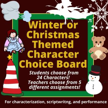 Preview of Winter or Christmas Themed Character Choice Board Assignments