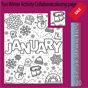 Preview of Winter picture snowman : collaborative poster january activity