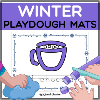 Preview of Winter fine motor skills activities | Winter playdough mats with words to trace