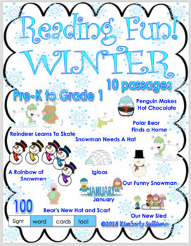 Preview of Winter reading comprehension independent workbook sight words Google slides