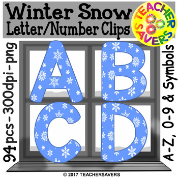 Preview of Winter snow Alphabet and Number Clip Set Commercial and Personal Use