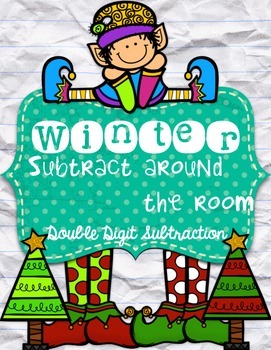 Preview of Winter subtract around the room-double digit subtraction {FREEBIE}