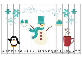winter themed alphabet sequence puzzle preschool educational printable game