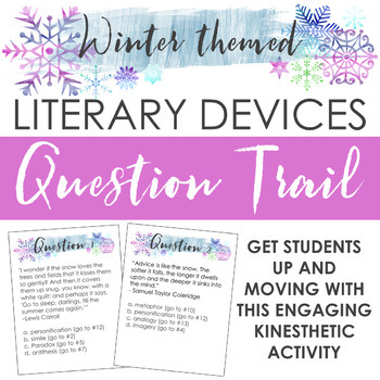 Preview of Winter-themed Literary Devices Question Trail: Engaging, Kinesthetic Activity
