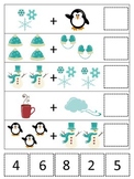 Winter themed Math Addition preschool printable game.  Day