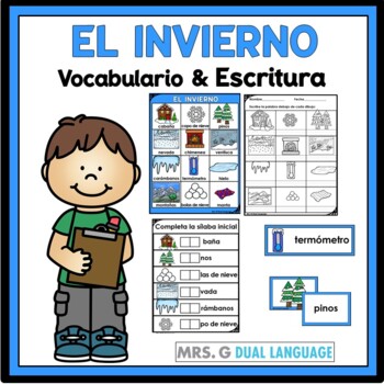 Preview of Winter  Spanish Vocabulary Activities   Palabras de vocabulario del invierno.