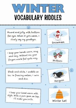 Preview of Winter vocabulary riddles.