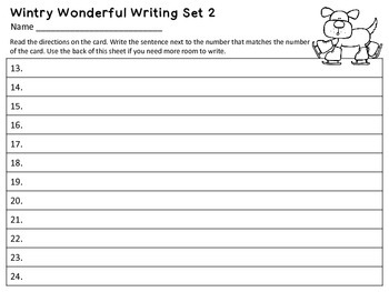 Wintry Wonderful Writing Sentences (Structure, Type, Fluency) Task Cards