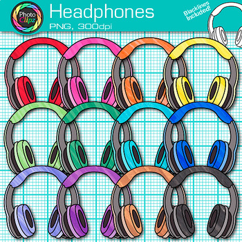 Preview of Wireless Headphone Clipart: Colorful Classroom Clip Art, Commercial Use PNG