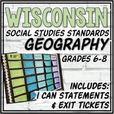 Wisconsin Geography Standards (6-8) Bulletin Board, "I Can