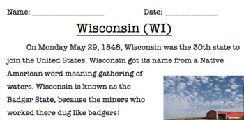 Preview of Wisconsin Reading Comprehension