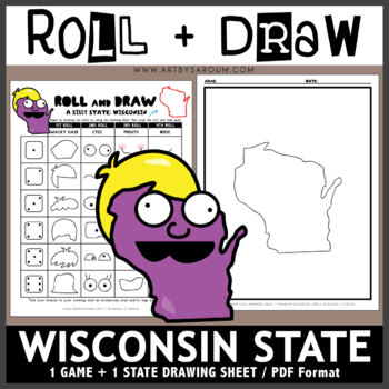 Preview of Wisconsin Roll and Draw Silly State Game NO PREP Drawing Activity