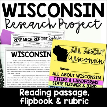 Preview of Wisconsin State Research Report Project | US States Research Flip Book