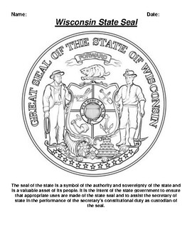 Wisconsin State Seal Worksheet By Northeast Education Tpt