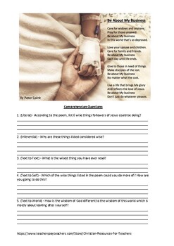 Preview of Wisdom - Reading Comprehension Worksheet