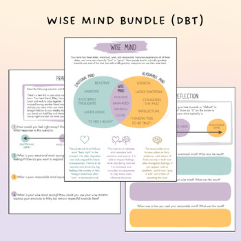 Wise Mind DBT Bundle || Printable Therapy Resource for Emotional Awareness