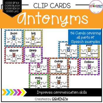 Preview of Opposites Clip Cards | Perfect for Fine Motor Skills