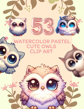 Preview of Wise Whimsy: Watercolor Pastel Owl Clip Art Collection