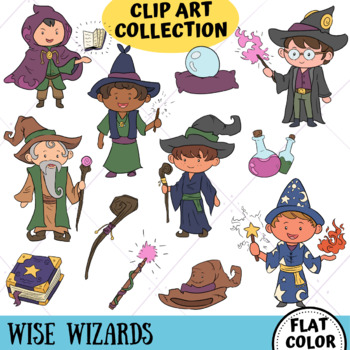 Preview of Wise Wizards Clip Art (FLAT COLOR ONLY)