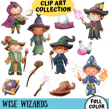 Preview of Wise Wizards Clip Art (FULL COLOR ONLY)