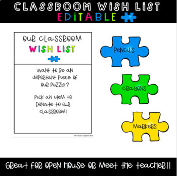 Editable Classroom Donation Printable Teacher Wish List -  Portugal