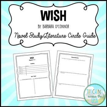 Preview of Wish by Barbara O'Connor Novel Study/Literature Circle Guide