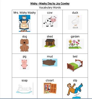 Preview of Wishy-Washy Day Vocabulary