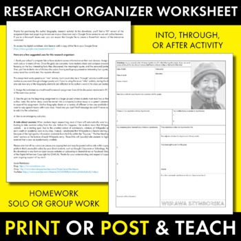 Wislawa Szymborska Author Research Grid, Poet Study, PDF & Google Drive,  CCSS