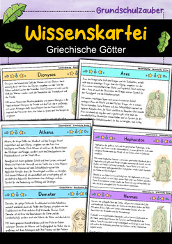 Preview of Wissenskartei - 12 Griechische Götter (Griechische Mythologie) - German