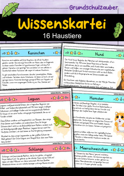 Preview of Wissenskartei - 16 Haustiere (German)