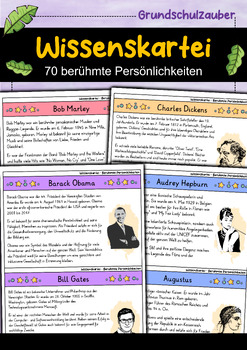 Preview of Wissenskartei - 70 Berühmte Persönlichkeiten (German)
