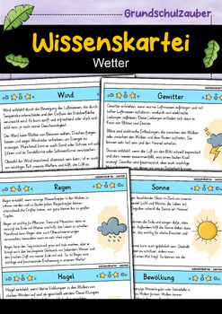 Preview of Wissenskartei - Wetter (German)