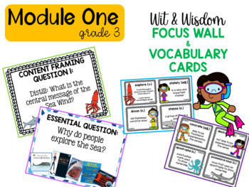 Preview of Wit & Wisdom Grade 3 Module 1 Focus Wall and Vocabulary Card Bundle