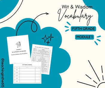 Preview of Wit & Wisdom Grade 5 Module 1 Vocabulary