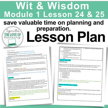 Preview of Wit & Wisdom Lesson Plan Module 1 Lesson 24 & 25